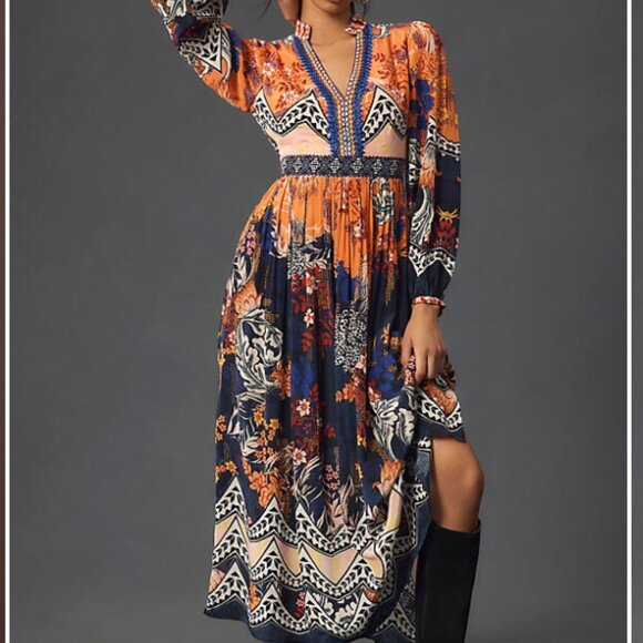 NWT Anthropologie Bhanuni by Jyoti Patterned Maxi Dress Size 0 - Picture 10 of 11